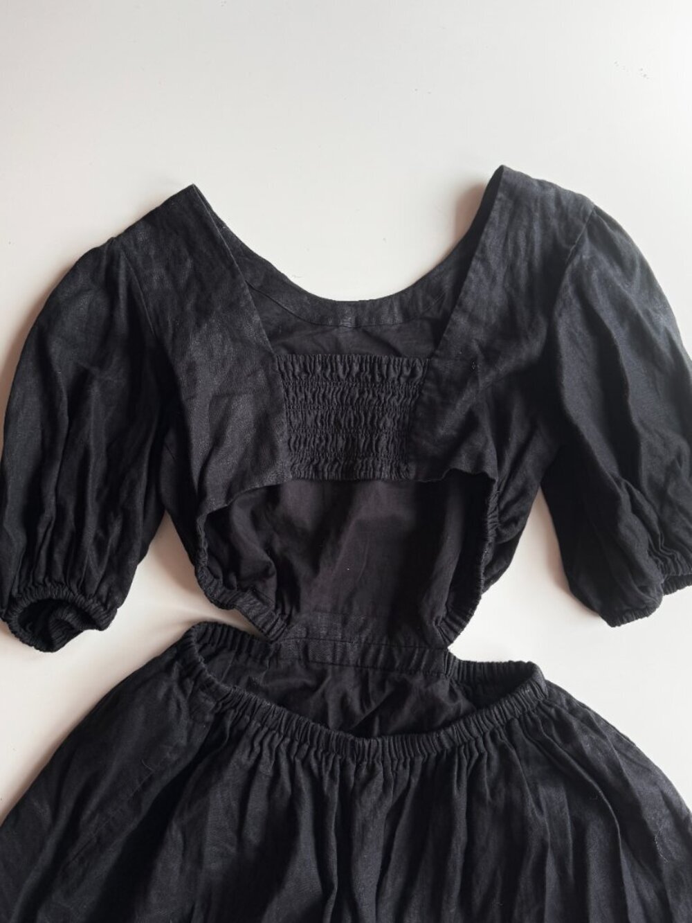 ALLSAINTS Colette Black 100% Linen Cut Out Fit & Flare Mini Dress, Size 10 - Picture 10 of 13